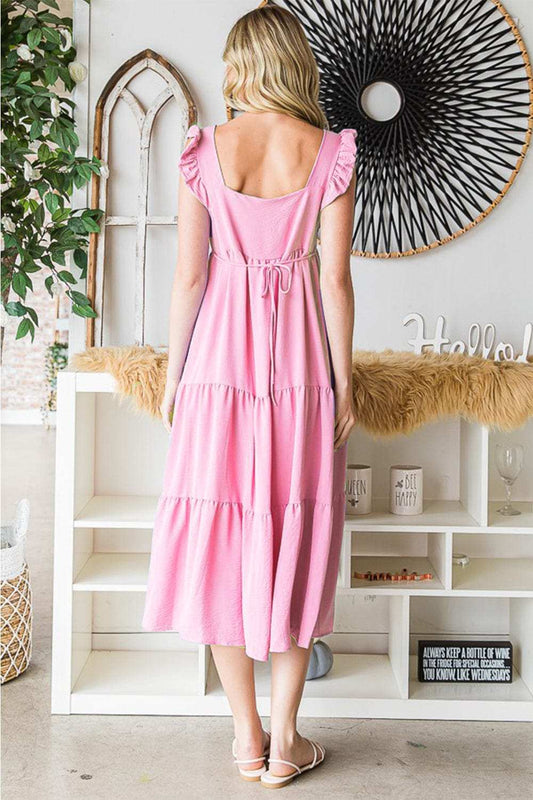 Reborn J Ruffled Sleeveless Tiered Midi Dress - Trendsi - Flyclothing LLC
