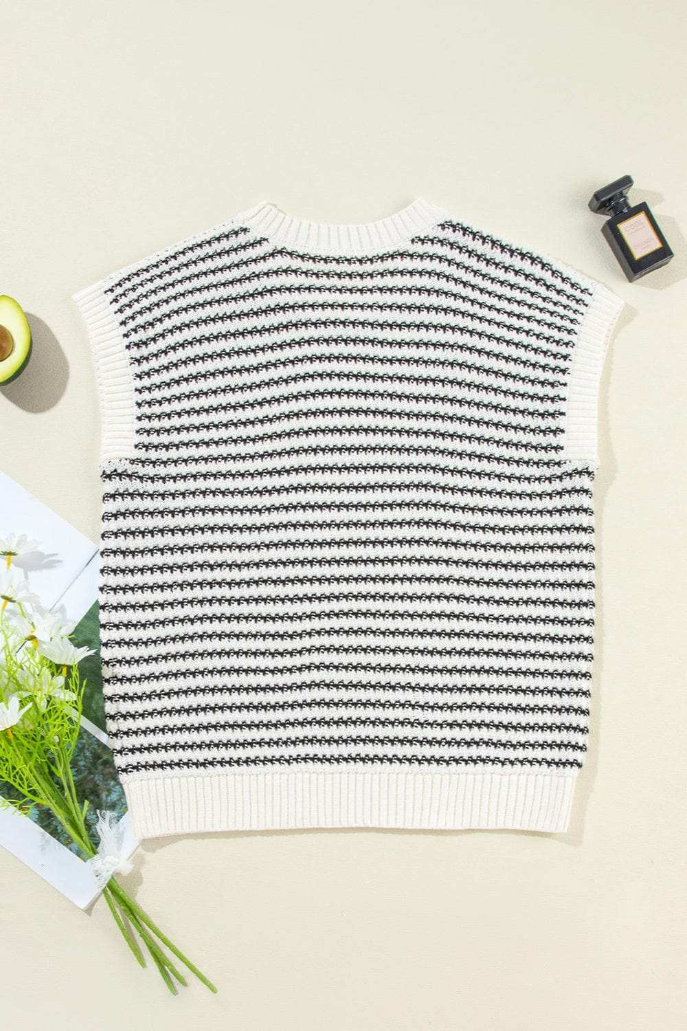 Striped Round Neck Sweater Vest - Trendsi - Flyclothing LLC