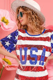 BiBi American Flag Theme Usa Print Sequin Dress - Trendsi - Flyclothing LLC