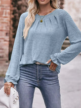 Ruffle Cuff Long Sleeve T-Shirt - Trendsi - Flyclothing LLC