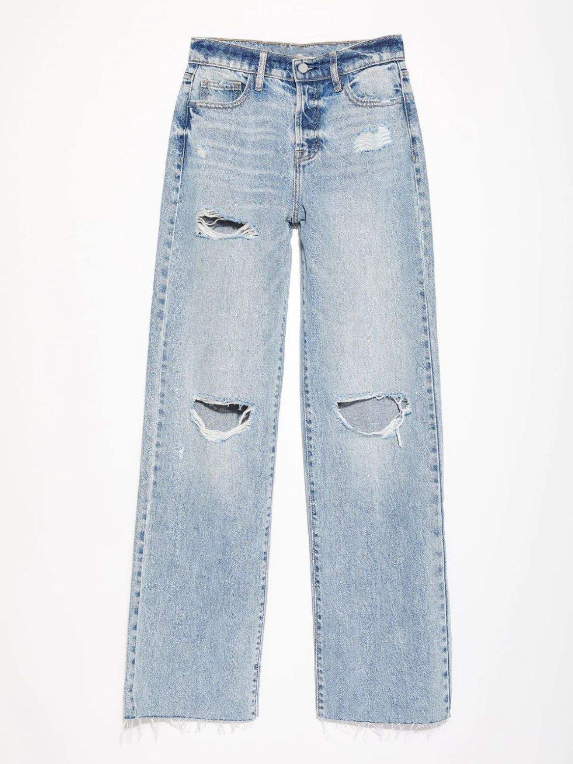 Distressed Straight Leg Jeans with Pockets - Trendsi - Flyclothing LLC