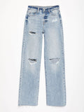 Distressed Straight Leg Jeans with Pockets - Trendsi