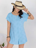 Round Neck Short Sleeve Romper - Trendsi - Flyclothing LLC