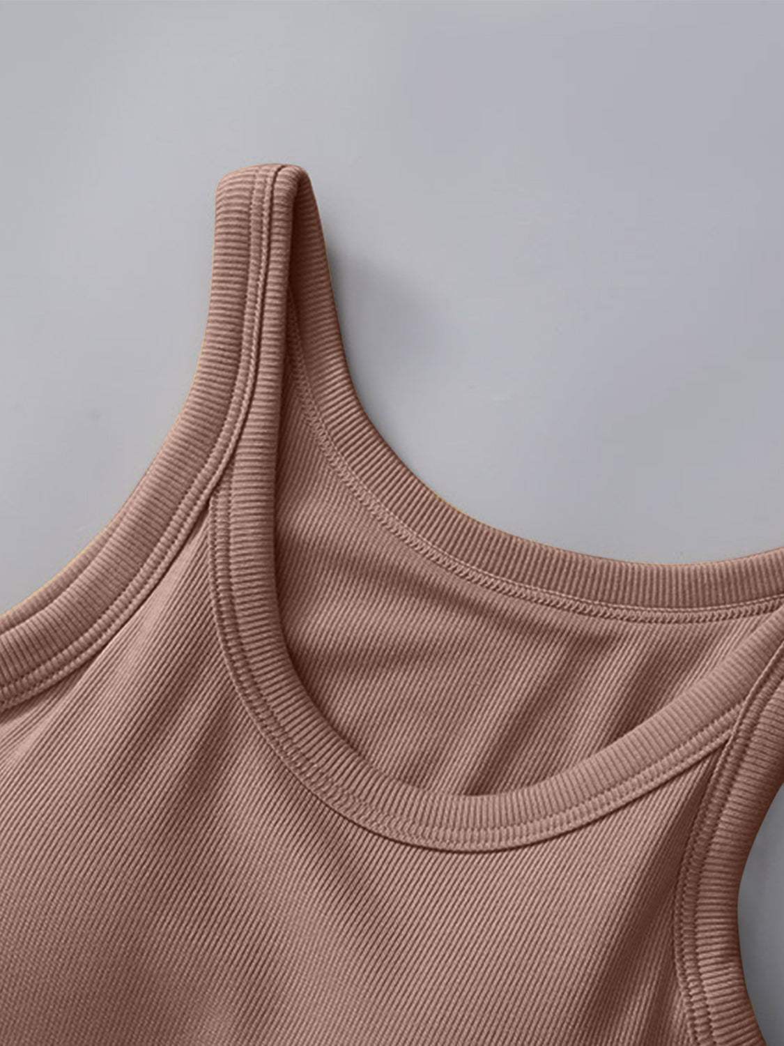 Round Neck Tank with Bra - Trendsi - Flyclothing LLC