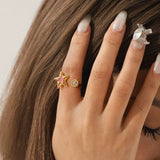 18K Gold-Plated Zircon Star Open Ring - Trendsi - Flyclothing LLC