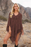 Tassel Hem Knit Cover Up - Trendsi - Flyclothing LLC
