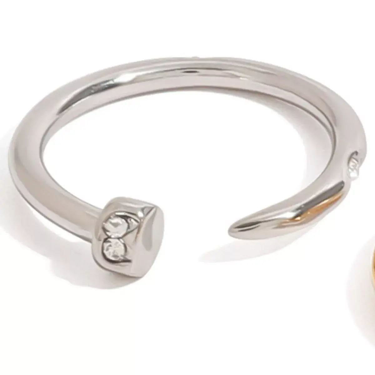 Stainless Steel Zircon Open Ring - Trendsi - Flyclothing LLC