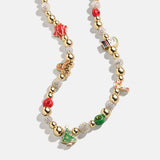 Rhinestone 14K Gold-Plated Beaded Necklace - Trendsi