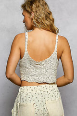 POL Handmade Granny Pattern Crochet Cami with Scalloped Strap - Trendsi - Flyclothing LLC
