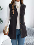 Button-Front Longline Vest Coat - Trendsi - Flyclothing LLC