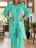 Full Size Slit Round Neck Long Sleeve Top and Pants Set - Trendsi - Flyclothing LLC