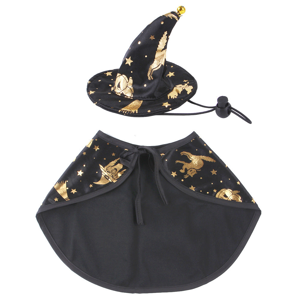 Halloween Print Wizard Cloak Suit Pet Dog Cat Hat Suit - My Store - Flyclothing LLC