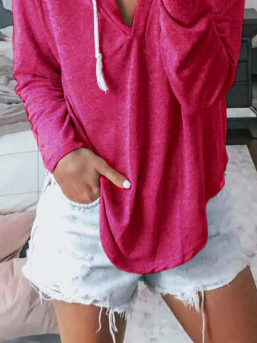 Full Size Drawstring Long Sleeve Hoodie Plus Size - Trendsi - Flyclothing LLC