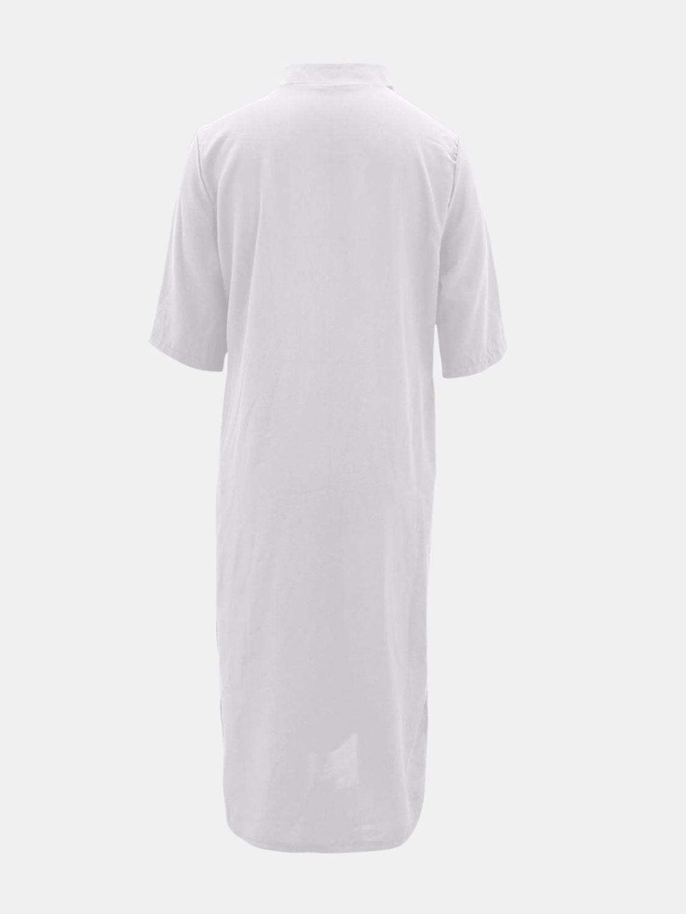 Full Size Notched Half Sleeve Midi Dress - Trendsi - Flyclothing LLC