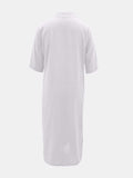 Full Size Notched Half Sleeve Midi Dress - Trendsi - Flyclothing LLC