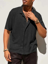 Men's Full Size Openwork Button Down Collared Neck Shirt Plus Size - Trendsi - Flyclothing LLC