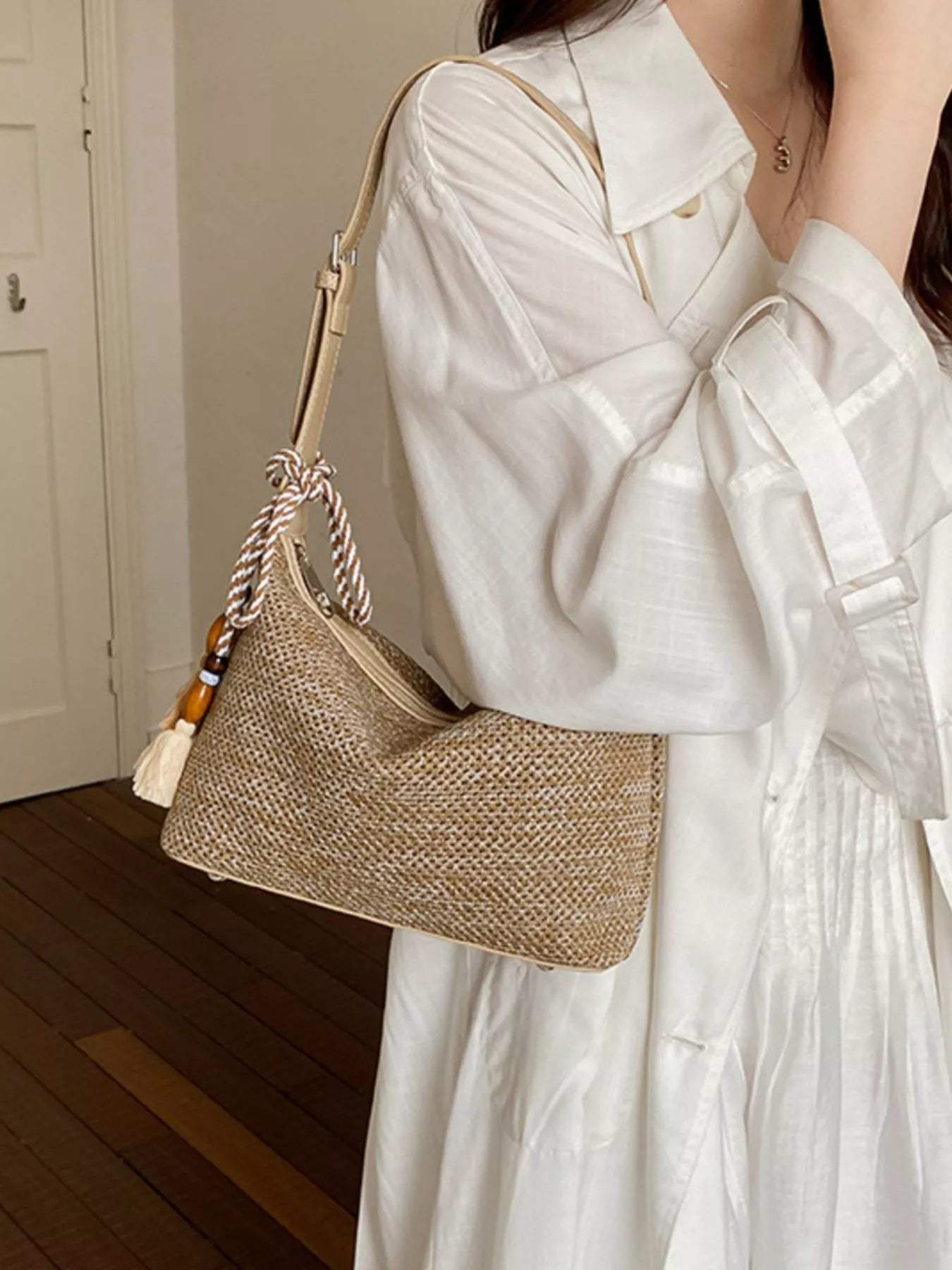 Woven Shoulder Bag with Tassel - Trendsi - Flyclothing LLC