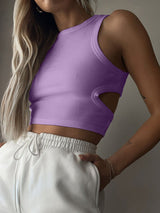 Cutout Round Neck Tank - Trendsi - Flyclothing LLC