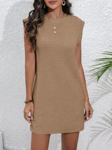 Round Neck Cap Sleeve Mini Dress with Pockets - Trendsi - Flyclothing LLC