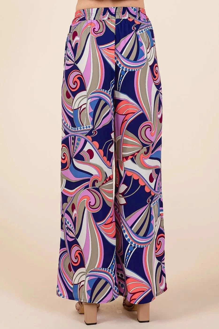 Mittoshop Abstract Print Elastic Waist Wide Leg Pants - Trendsi - Flyclothing LLC