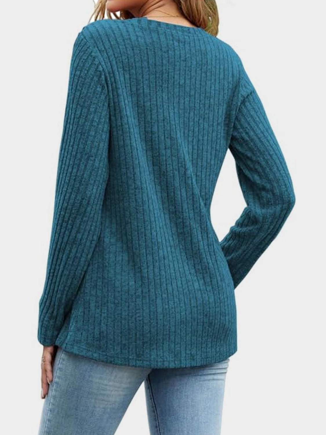 V-Neck Long Sleeve T-Shirt - Trendsi - Flyclothing LLC