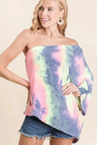 BiBi Tie Dye French Terry One Shoulder Top with Dolman - Trendsi