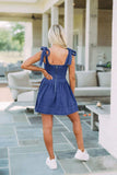 Square Neck Tie Shoulder Denim Dress - Trendsi - Flyclothing LLC