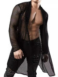 Men's Openwork Open Front Long Sleeve Cover-Up - Trendsi