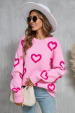 Angel Wings Heart Round Neck Dropped Shoulder Long Sleeve Sweater - Trendsi