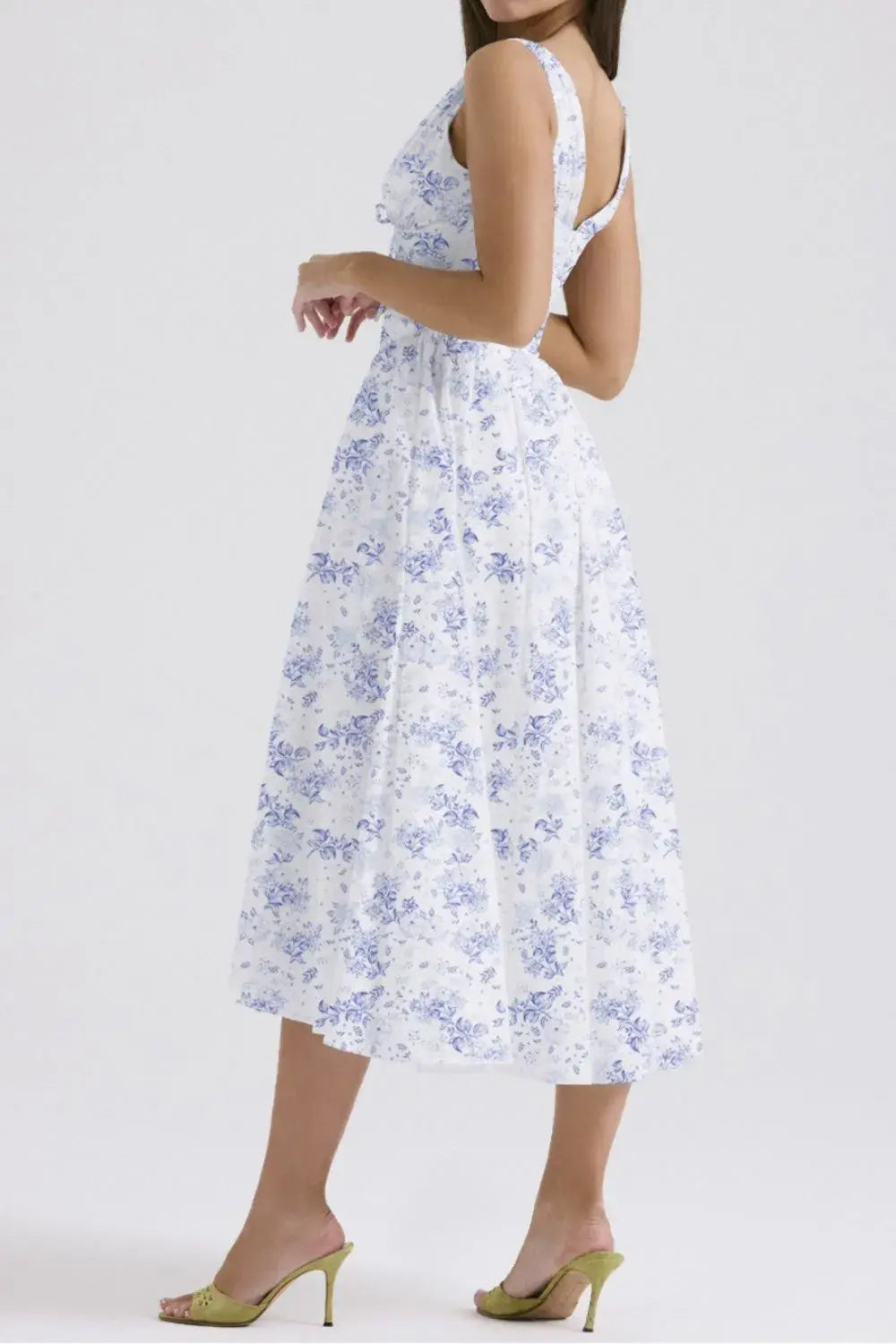 Floral V-Neck Sleeveless Midi Dress with Pockets - Trendsi - Flyclothing LLC