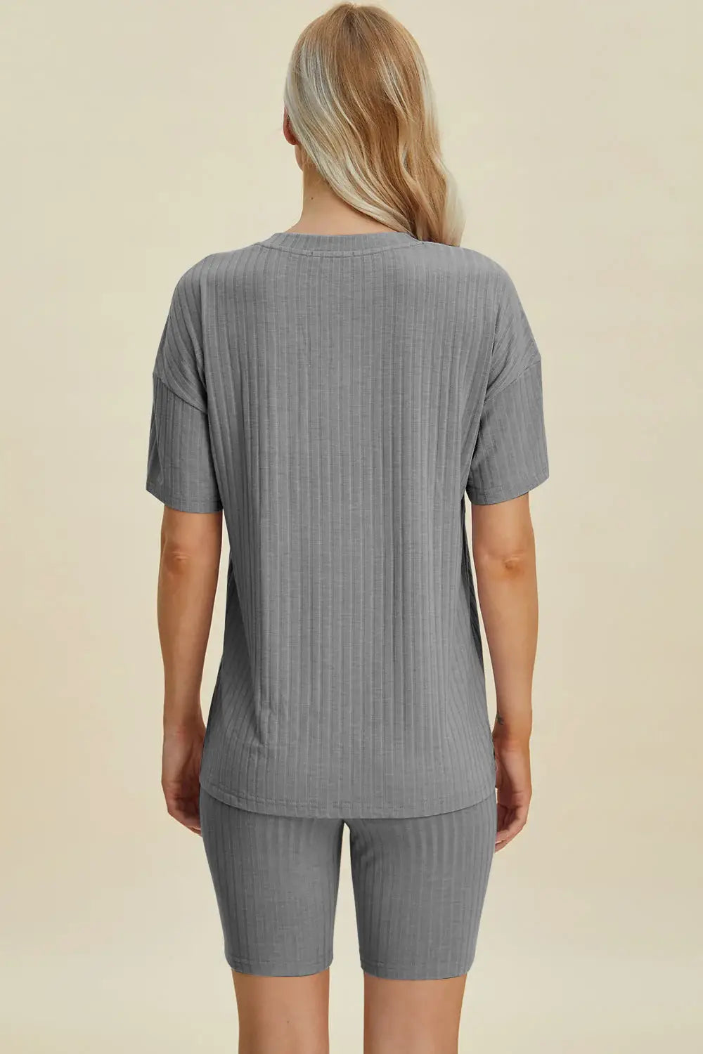 Basic Bae Full Size Ribbed V-Neck Short Sleeve Top and Shorts Set - ShopBasicbae - Flyclothing LLC