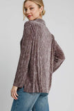 Umgee Side Slit Texture Button Up Shirt - Trendsi