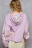 POL Raw Hem Floral Print Cropped Hooded Jacket - Trendsi