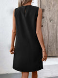 Pocketed Round Neck Sleeveless Mini Dress - Trendsi - Flyclothing LLC