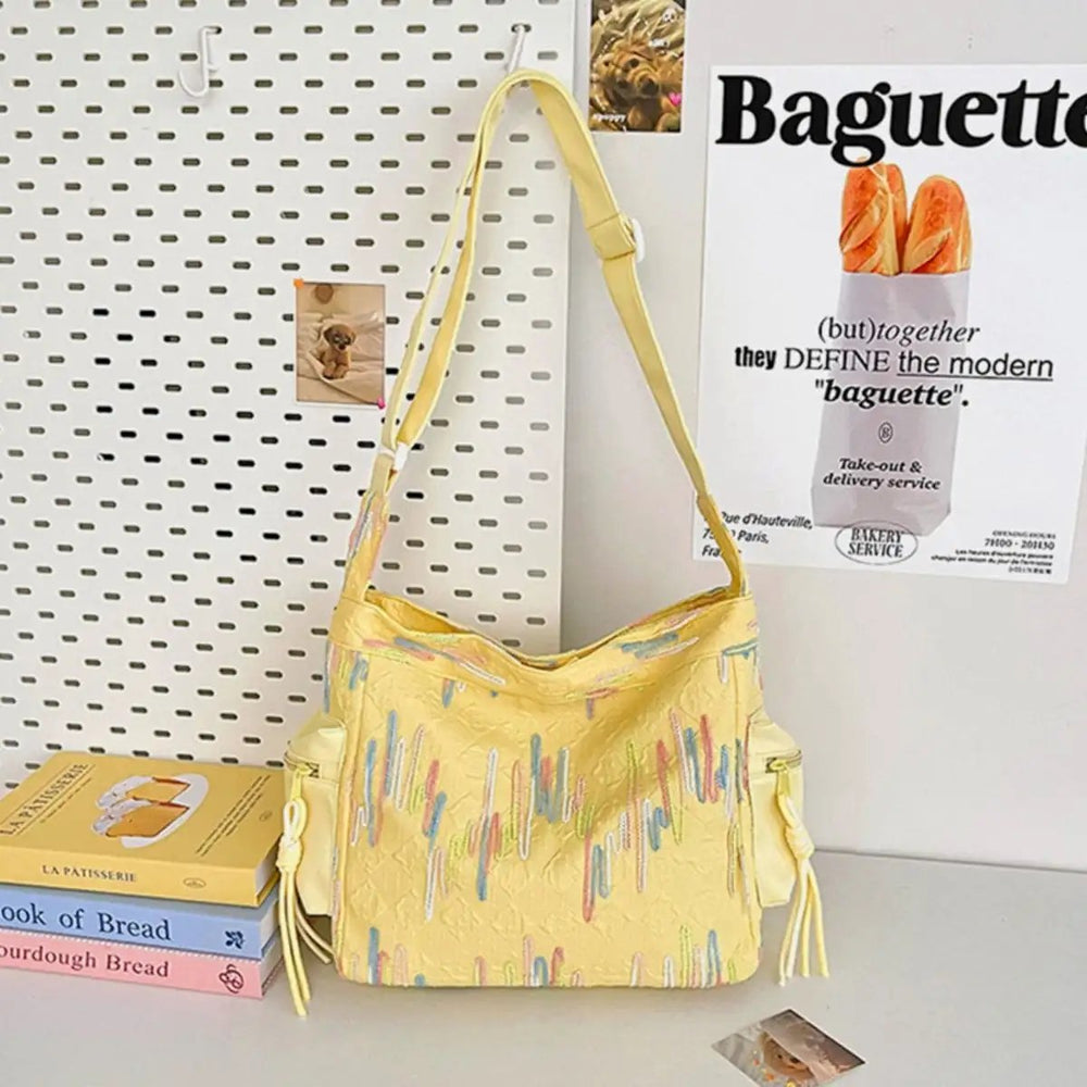 Contrast Texture Shoulder Bag - Trendsi