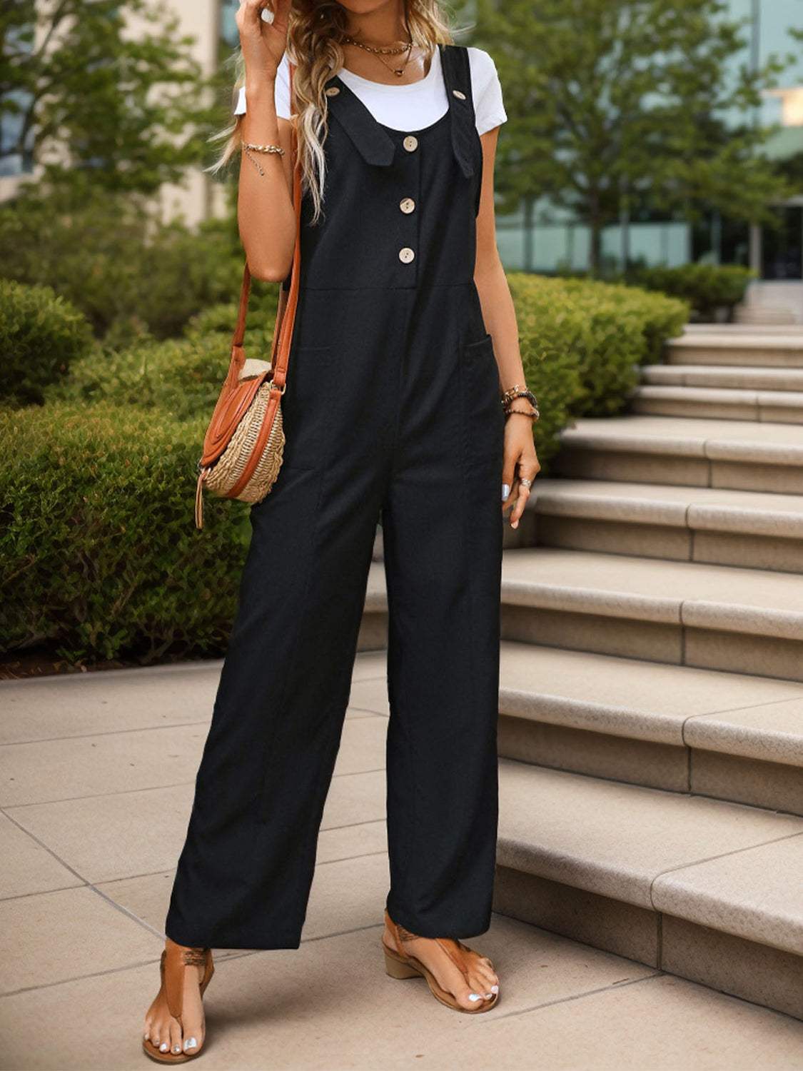 Pocketed Wide Strap Overalls - Trendsi - Flyclothing LLC