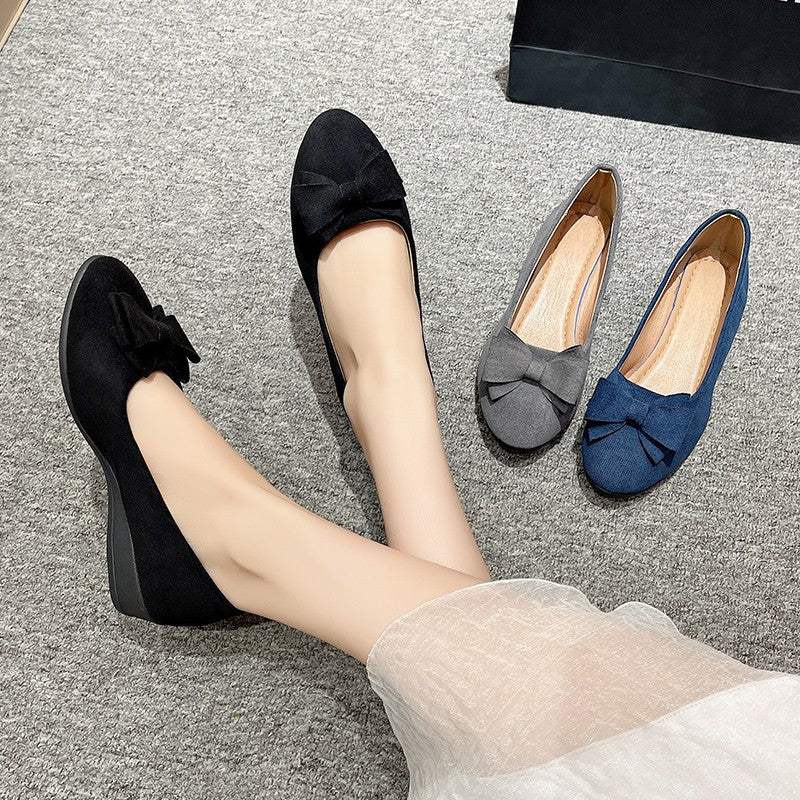 Bow Point Toe Low Heel Slip-Ons - Trendsi - Flyclothing LLC