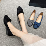 Bow Point Toe Low Heel Slip-Ons - Trendsi - Flyclothing LLC