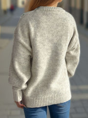 Round Neck Long Sleeve Sweater - Trendsi