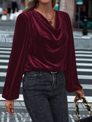 Lovelet Cowl Neck Long Sleeve Blouse - Trendsi
