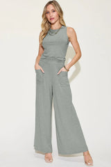 Basic Bae Full Size Ribbed Tank and Wide Leg Pants Set - ShopBasicbae - Flyclothing LLC