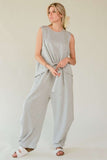 Davi & Dani Drawstring Hem Round Neck Tank and Pants Set - Trendsi