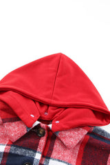 Plaid Button Up Hooded Shacket - Trendsi - Flyclothing LLC
