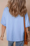 USA Patched Drop Sleeve Crewneck T Shirt - Trendsi