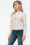 Snobbish PU Leather Zip Up Jacket with Pockets - Trendsi - Flyclothing LLC