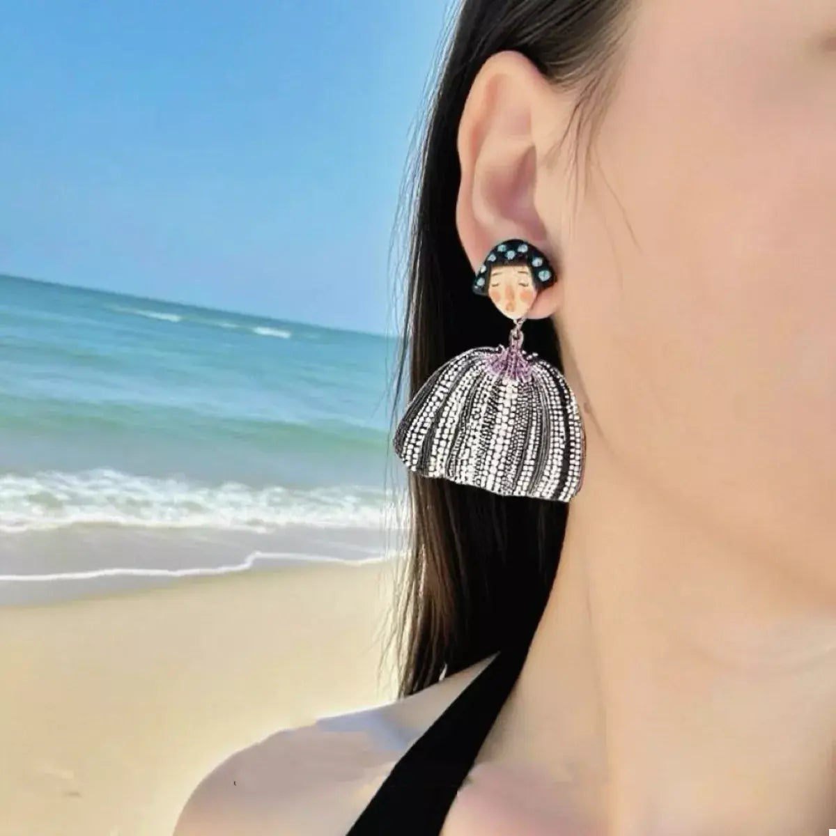 Whimsical Pumpkin Girl Dangle Earrings - Trendsi - Flyclothing LLC