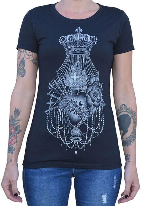 Black Market Art Company Sacred Heart Women's Loose Neck T-Shirt