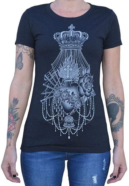 Black Market Art Company Sacred Heart Women's Loose Neck T-Shirt - Black Market Art Company - Flyclothing LLC