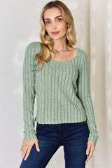 Basic Bae Full Size Ribbed Long Sleeve T-Shirt - ShopBasicbae - Flyclothing LLC