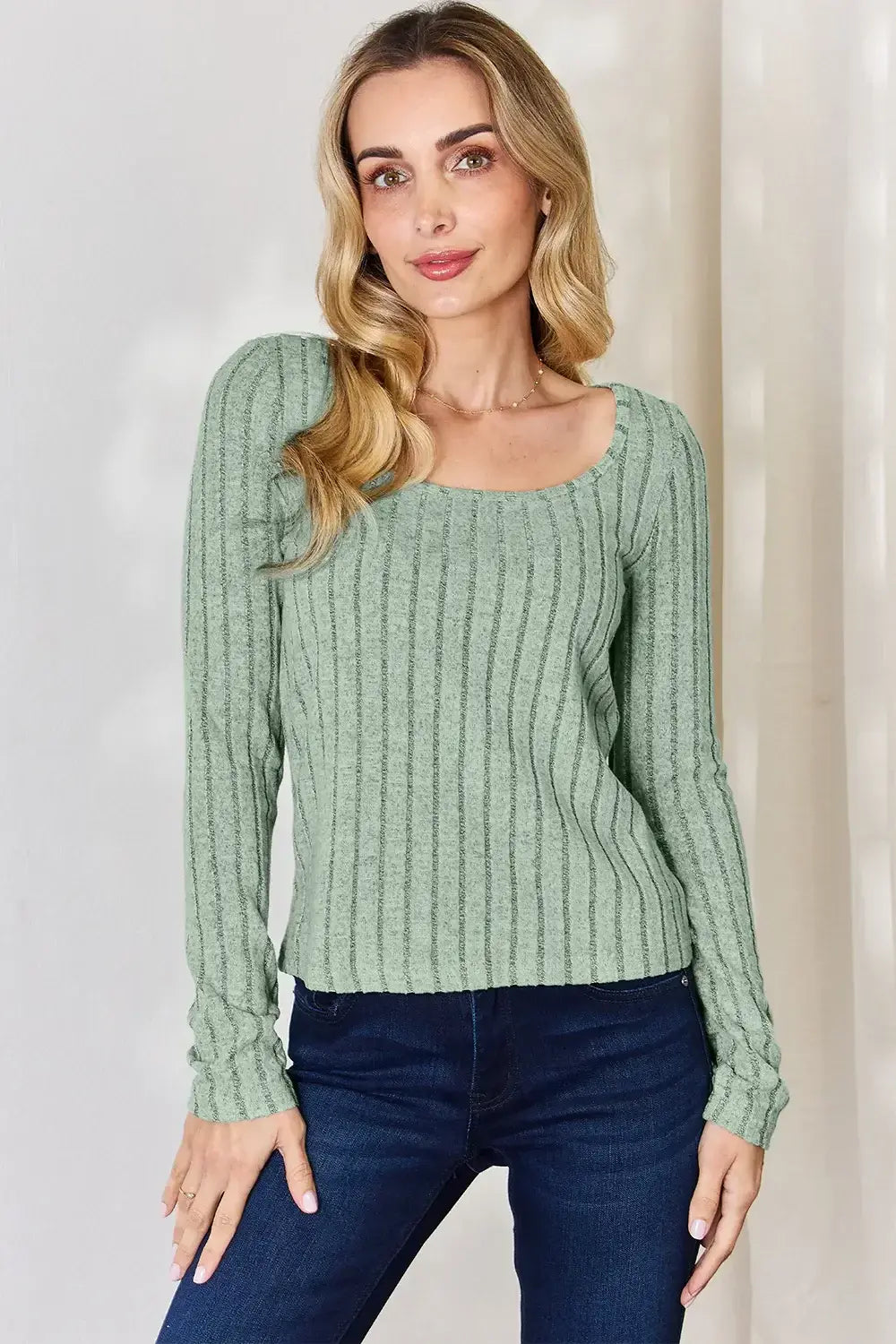 Basic Bae Full Size Ribbed Long Sleeve T-Shirt - ShopBasicbae - Flyclothing LLC